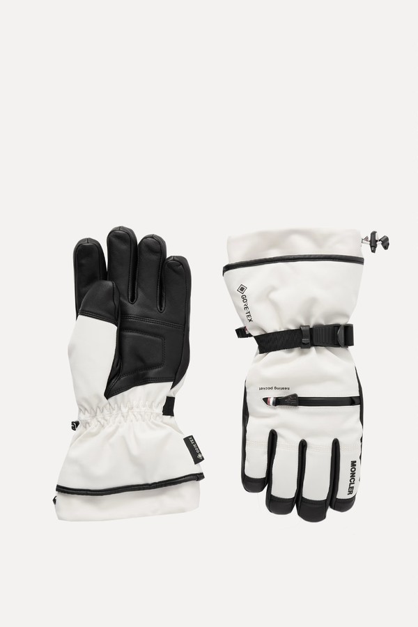 Logo-Appliquéd Leather-Trimmed Padded Ski Gloves from Moncler