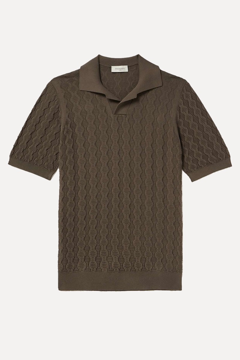 Cable-Knit Cotton Polo Shirt from PIACENZA 1733