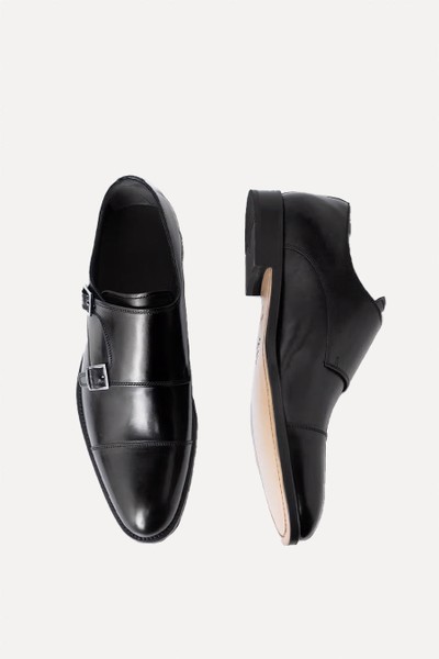 Leather Double Monk Strap Shoes