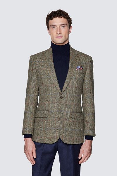 Herringbone Check Harris Tweed Blazer from Hawes & Curtis