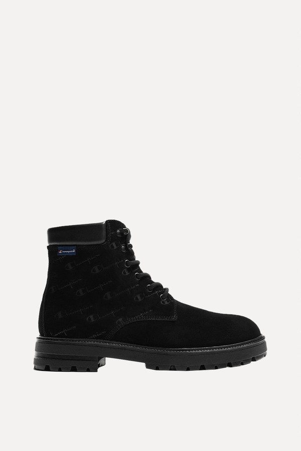 Leather Lace-Up Boots from Champion ® x Zara