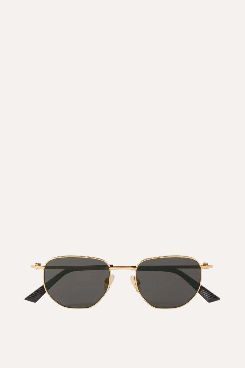 Round-Frame Gold-Tone Sunglasses from Bottega Veneta