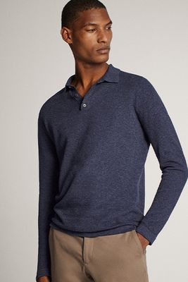 Cotton Silk Cashmere Polo Sweater from Massimo Dutti