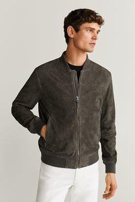 Contrasting Finish Suede Bomber