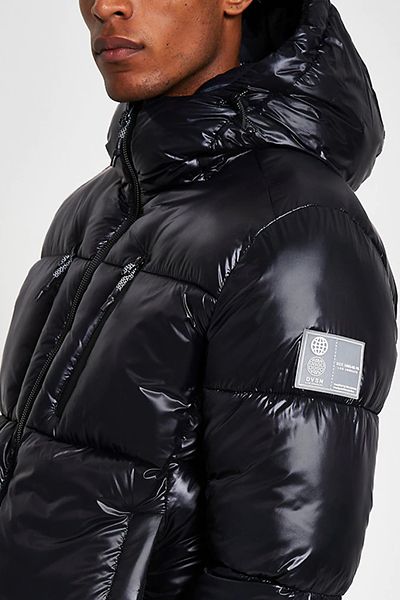 Black Double Zip Pocket Puffer Jacket