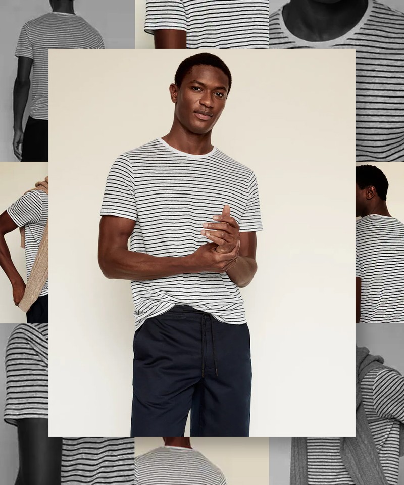 100% Linen Striped T-Shirt from Mango