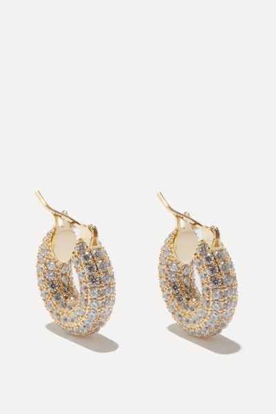 Doughnut Zircon & 14kt Gold-Plated Earrings from Fallon