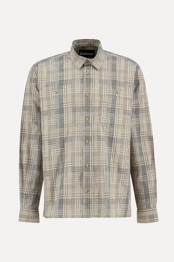 Maxwell Checked Patch Long-Sleeved Relaxed Shirt
