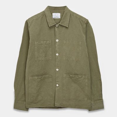 Light Olive Cotton Linen Atelier Overshirt from Form & Thread