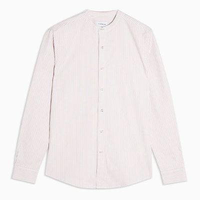 Pink And White Stand Collar Oxford Shirt from Topman