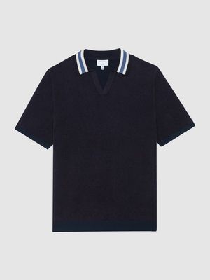 Chenille Open Collar Polo T-Shirt