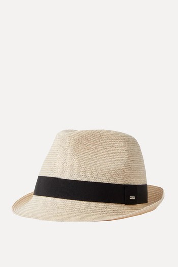 Grosgrain-Trimmed Hemp Fedora from Saint Laurent