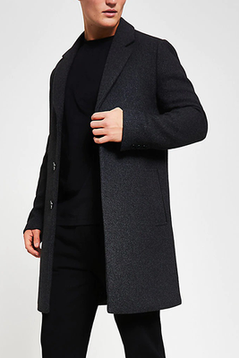 Dark Grey Twill Wool Overcoat