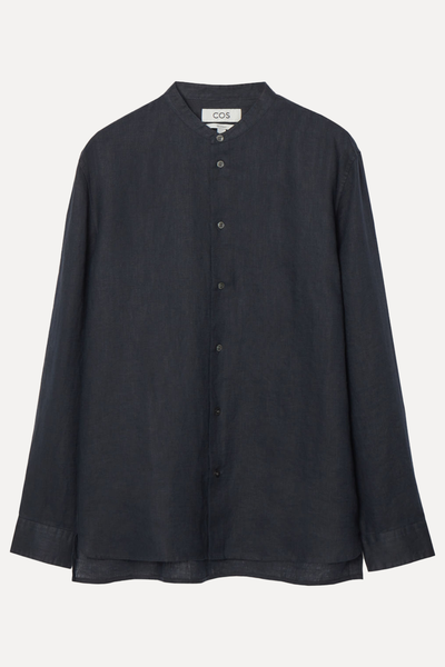 Oversized Grandad-Collar Linen Shirt  from COS 