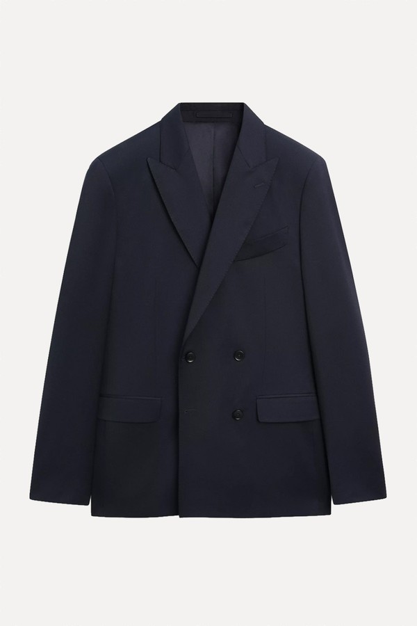 100% Cool Wool Double-Breasted Suit Blazer from Massimo Dutti