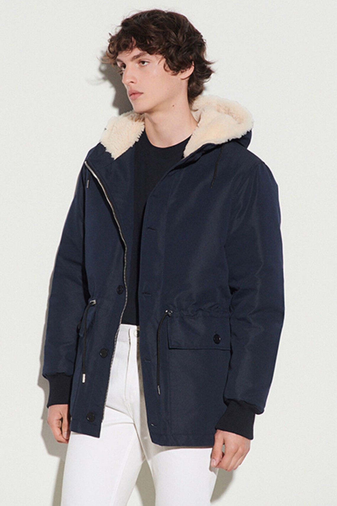 Mid-Length Parka With Sheepskin Hood from Sandro