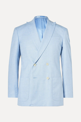 Double-Breasted Virgin Wool, Linen and Silk-Blend Suit Jacket from Mr P.