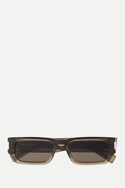 New Wave Rectangular-Frame Acetate Sunglasses from SAINT LAURENT EYEWEAR