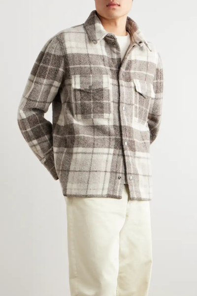 Checked Brushed Wool And Alpaca Overshirt from ALANUI