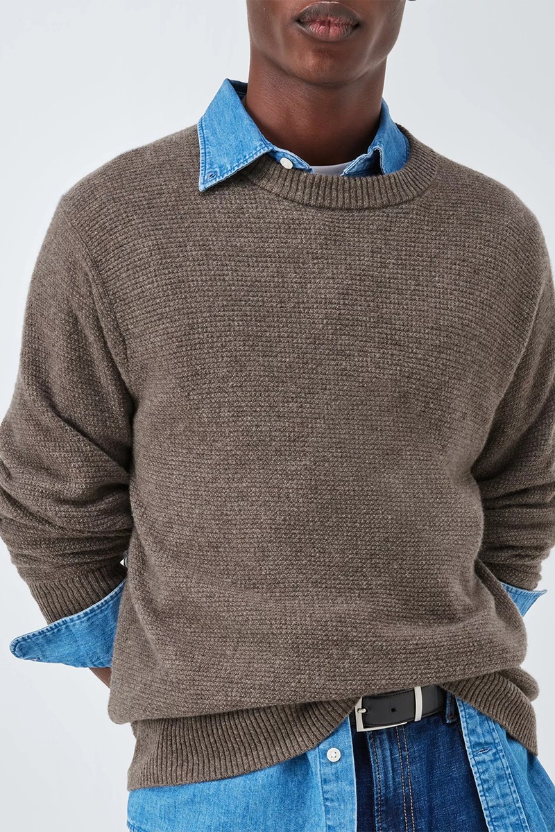 Cashmere Crew Neck Textured Jumper from John Lewis