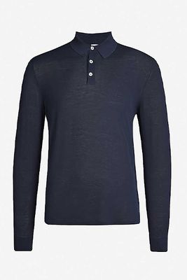 Long Sleeve Cotton Knit Polo Top from Eleventy