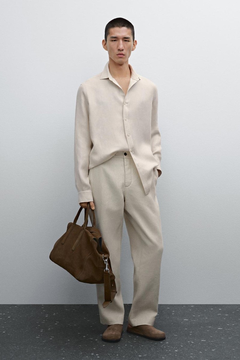 100% Linen Regular Fit Twill Shirt from Massimo Dutti