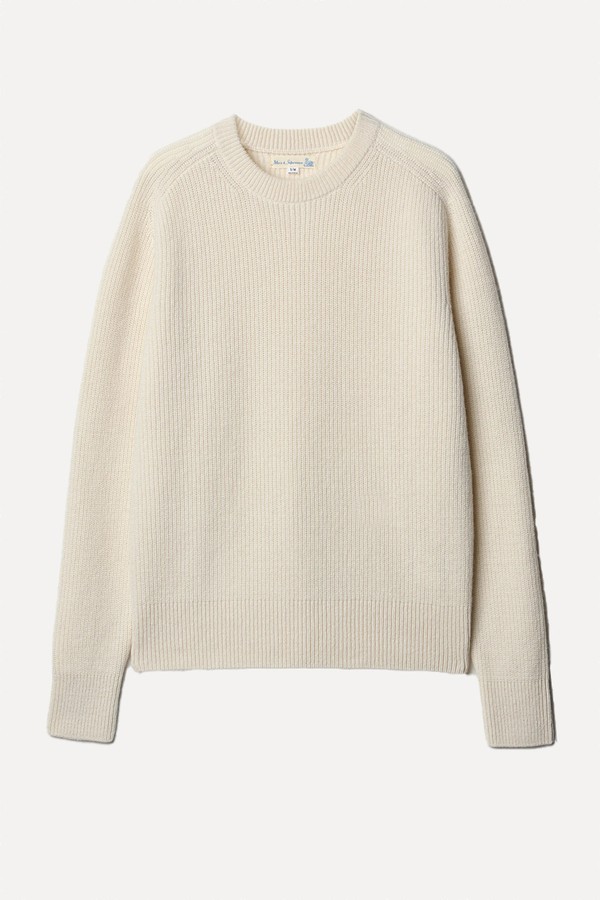 Sturdy Ribbed Merino Wool-Cashmere Raglan Sweater from Merz B. Schwanen