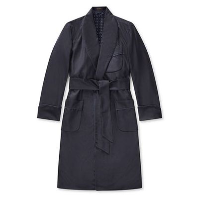 Jacquard Wool Spot Lined Dressing Gown from New & Lingwood