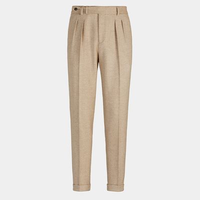Light Brown Pleated Blake Trousers from Suit Supply