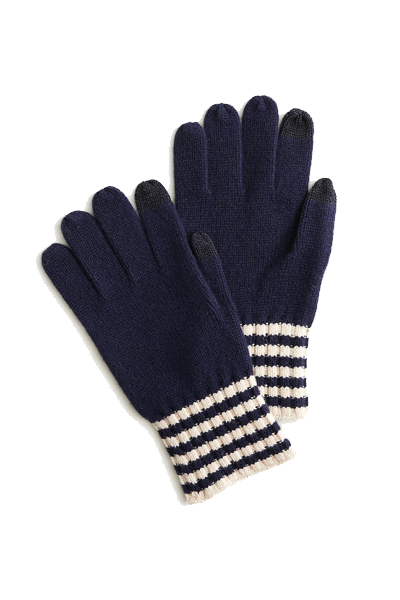 Lambswool Gloves with Striped Cuffs from J CREW