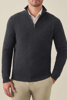 Charcoal Grey Pure Cashmere Zip-Up