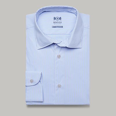 Light Blue Striped Stretch Nylon Shirt