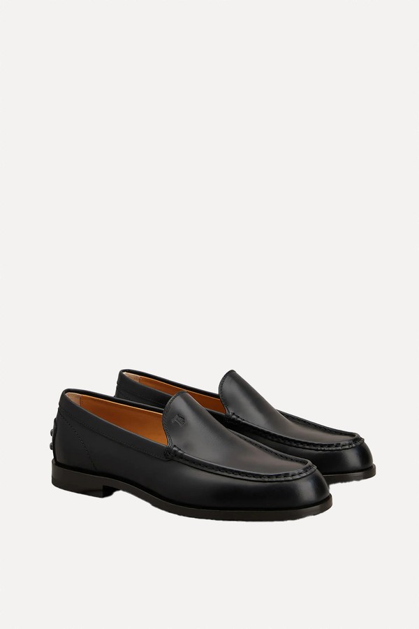 Leather Metal Dots Loafers
