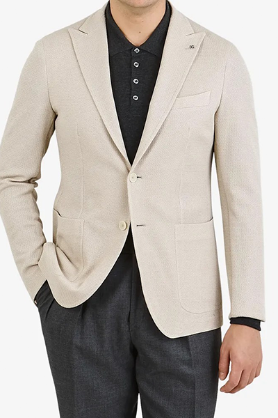 Light Beige Cotton Unconstructed Blazer from Tagliatore