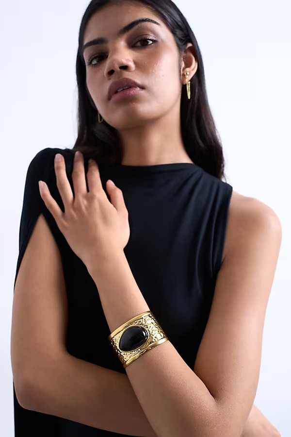 Blossom Stainless Steel Bangle With Stone from Topshop