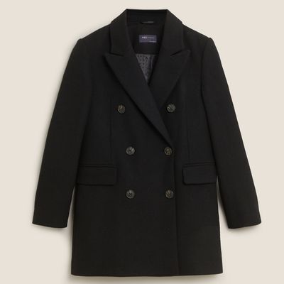 Double Breasted Blazer Coat with Wool