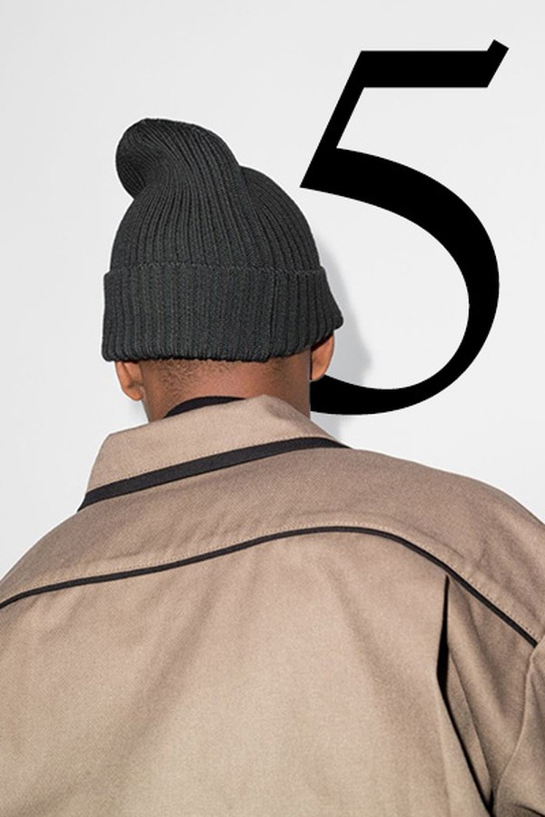 Grey Ribbed Beanie Hat from Undercover