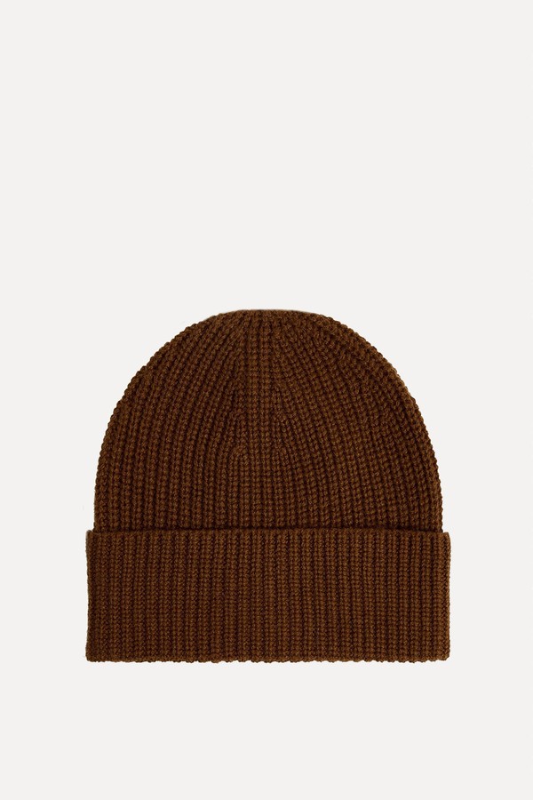 Cashmere Merino Ribbed Knit Beanie