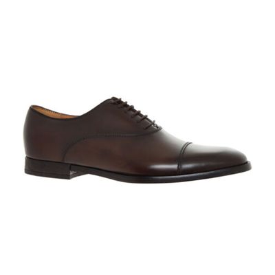 Brown Emblem Embossed Leather Derby Shoes