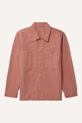 Garment-Dyed Cotton and Linen-Blend Twill Overshirt 
