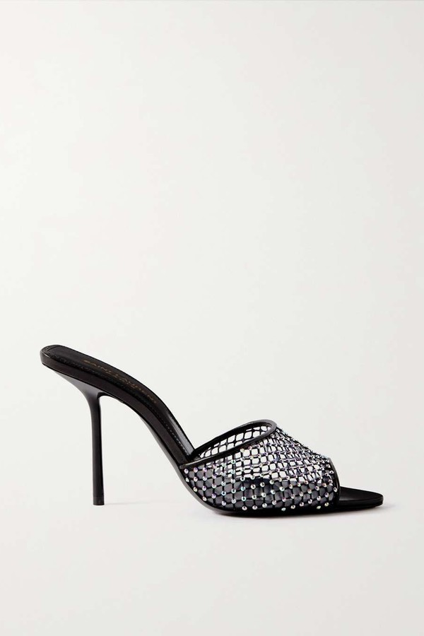 Disco Crystal-Embellished Mesh, Pvc And Leather Mules from Saint Laurent