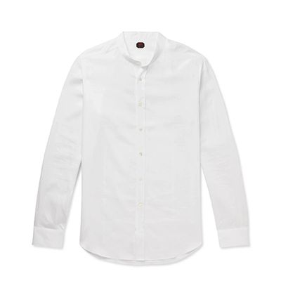 Grandad-Collar Linen Shirt from MP Massimo Piombo