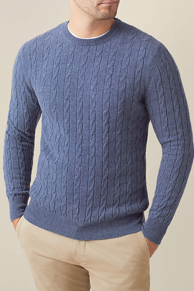 Sialia Blue Pure Cashmere Cable Knit