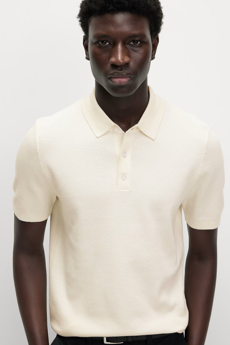 Cotton Rich Textured Knitted Polo Shirt