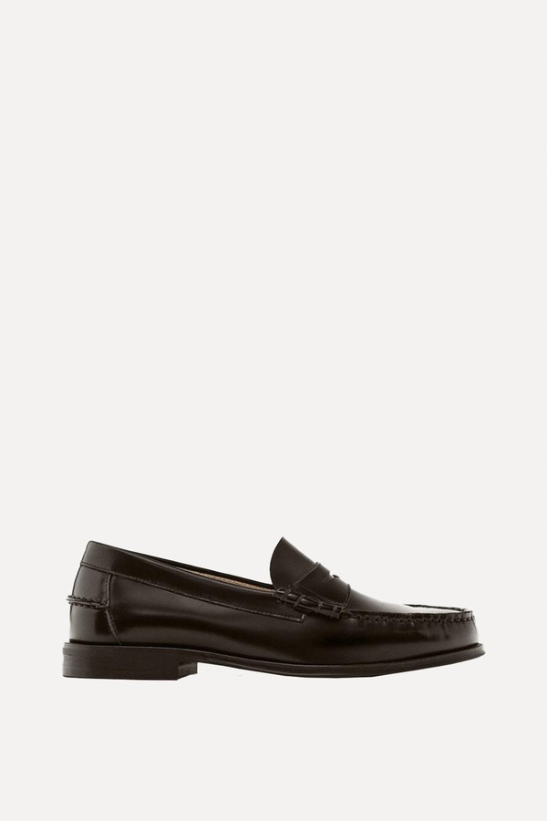 Leather Loafers With Penny Strap from Massimo Dutti
