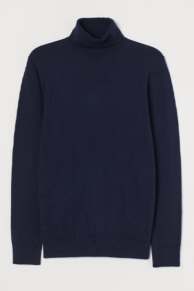 Fine-Knit Polo-Neck Jumper