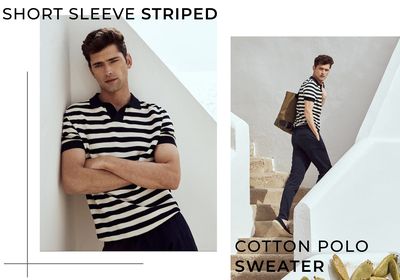 Short Sleeve Striped Cotton Polo Sweater, £39.95