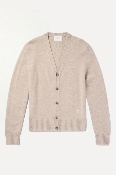 Logo-Embroidered Cashmere and Wool-Blend Cardigan from Ami Paris