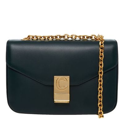 Forest Green Leather Shoulder Bag