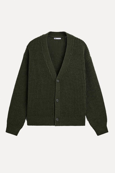 Textured Ribbed Cardigan from Zara